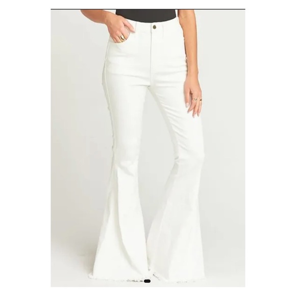 Super Flare White Fringe Jeans - Picture 2 of 2